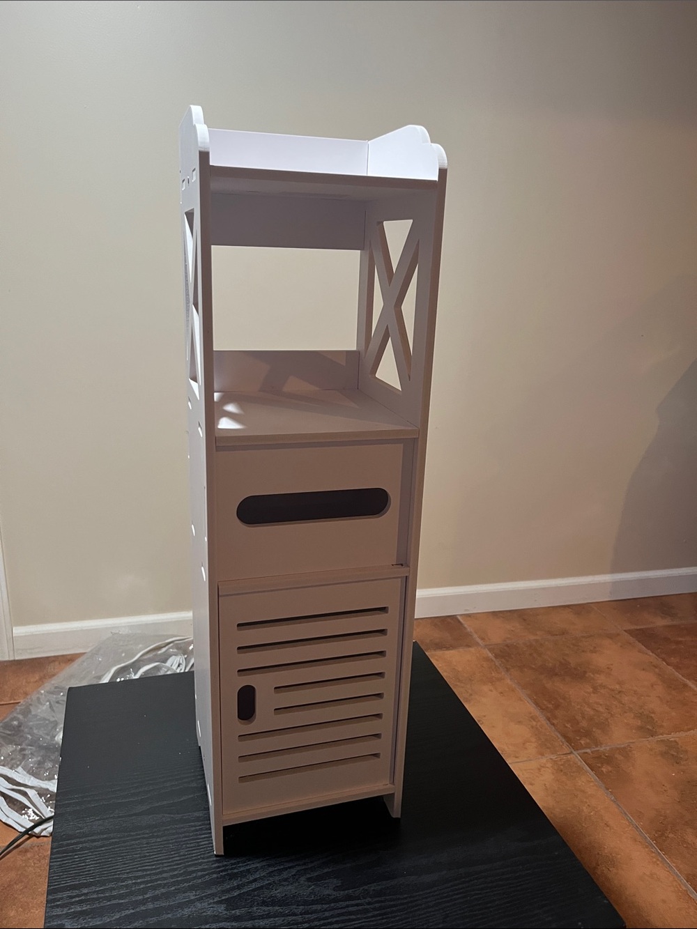 White Freestanding Bathroom Storage Cabinet with Drawer and Door